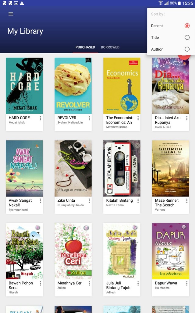 Sorting - Now you can sort based on your recently bought titles